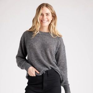 Baby Alpaca-Wool Diamond Stitch Crew XL Charcoal NWT